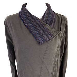 Willow & Clay Long Jacket Olive Green Asymmetrical Zip Medium